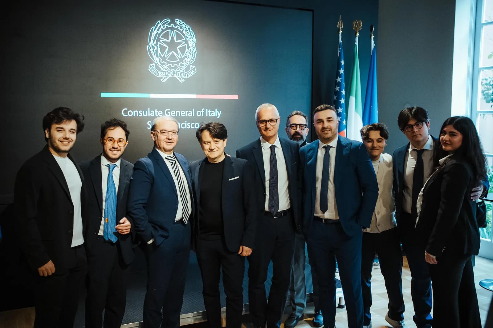 The welcome at the Consulate General of Italy in San Francisco, with Consul Sergio Strozzi.